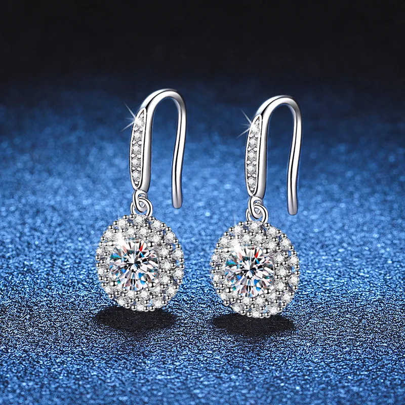 D Color Moissanite Earrings Bright Stars Micro-encrusted Earrings Moissanite Earrings Earrings Women's Platinum PT950 Mark