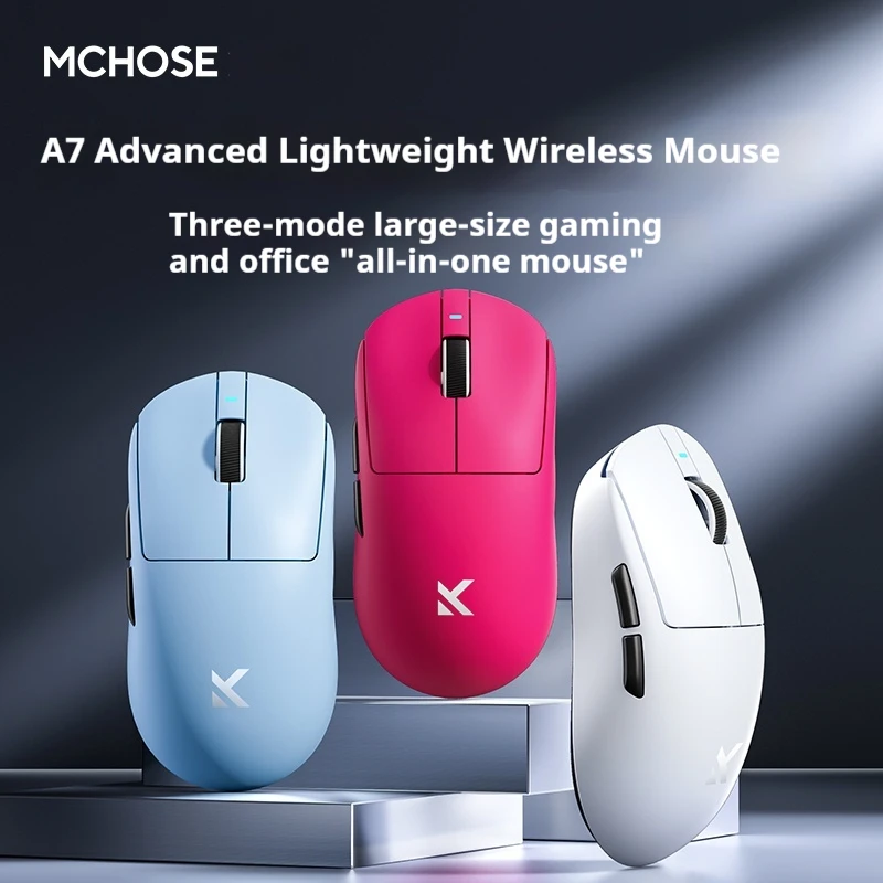 MCHOSE A7 Ultra Mouse Esport Game Three Mode Pro Wireless Bluetooth Paw3950/3395 Lightweight Computer Ergonomic Non Porous Mouse