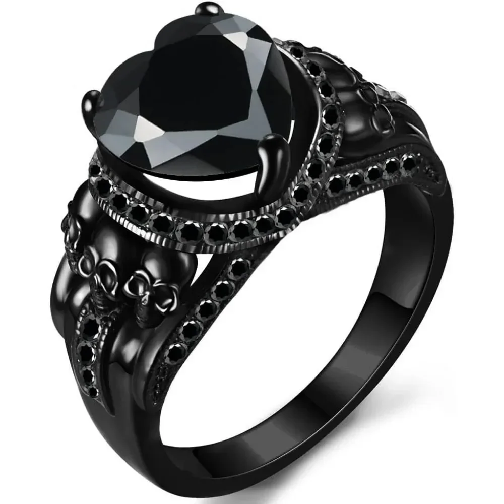

Gothic Jewelry Black Skull Rings Biker Rings Vampire Accessories Halloween Gothic Engagement Rings for Women Gifts