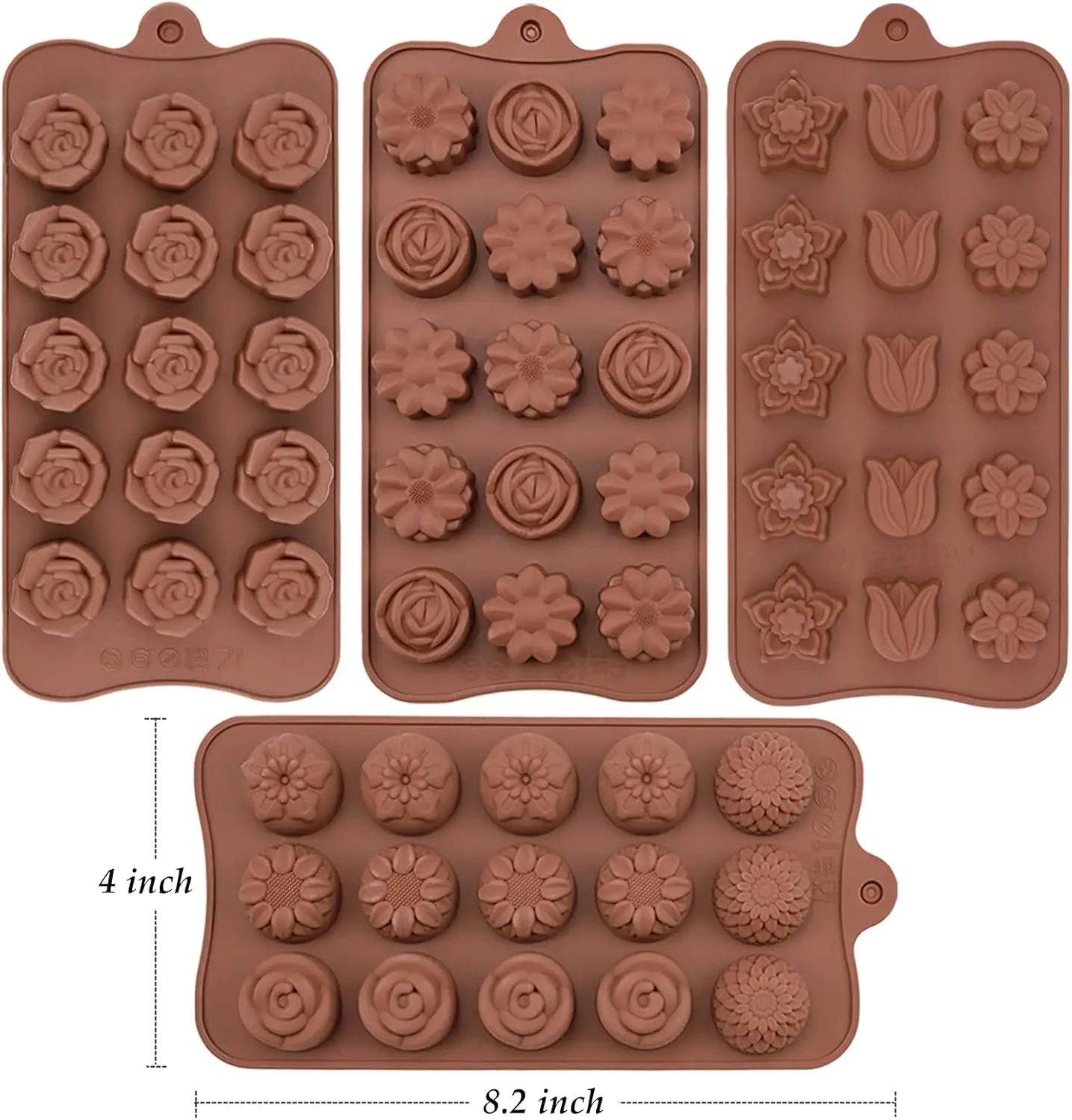 Silicone Chocolate Flower Molds for Baking