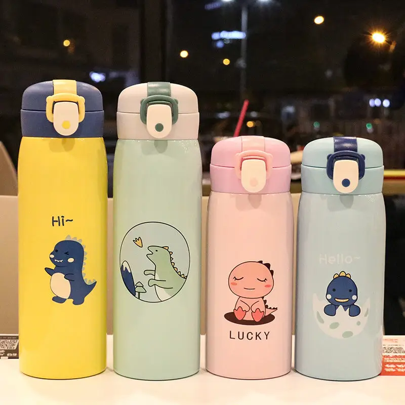 350/500ml Dinosaur Thermal Mug Bouncing Lid Stainless Steel Thermos Water Bottle for Kids Children Child School Christmas Gift