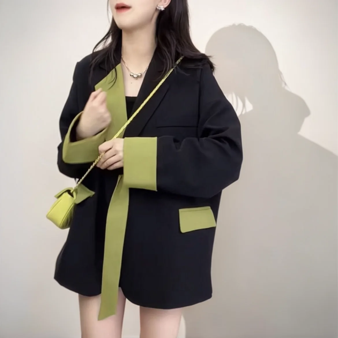 

Blazers Womans Youthful Plaid Quality Nylon Skinny Travel Retro Stand Collar Mandarin Style Frog Close Slim Fit Asian Inspire BF