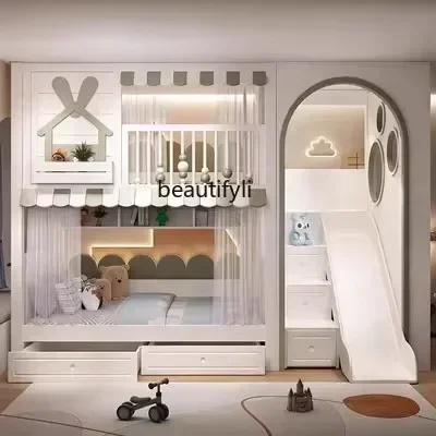

ss cn8350 ss 8350 Modern Solid Wood student's Bed Upper and Lower Bunk Lower Table Tree House Bed Height Bunk Bed with Arch