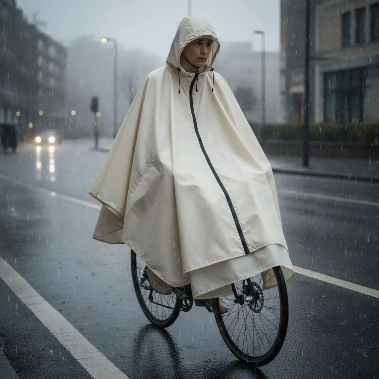 Zipper Rain Poncho Lightweight Fasten-up Rain Poncho Portable Hooded Raincoat Quick-Dry Weather Gear Breathable for Outdoor
