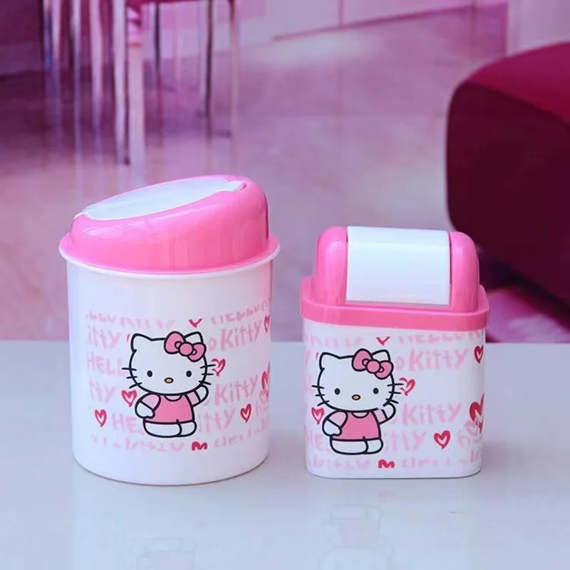 Sanrio Trash Can Hello Kitty Kawaii Cute Cartoon Anime Office Living Room Desktop Small Size Trash Storage Toys Girls Gifts