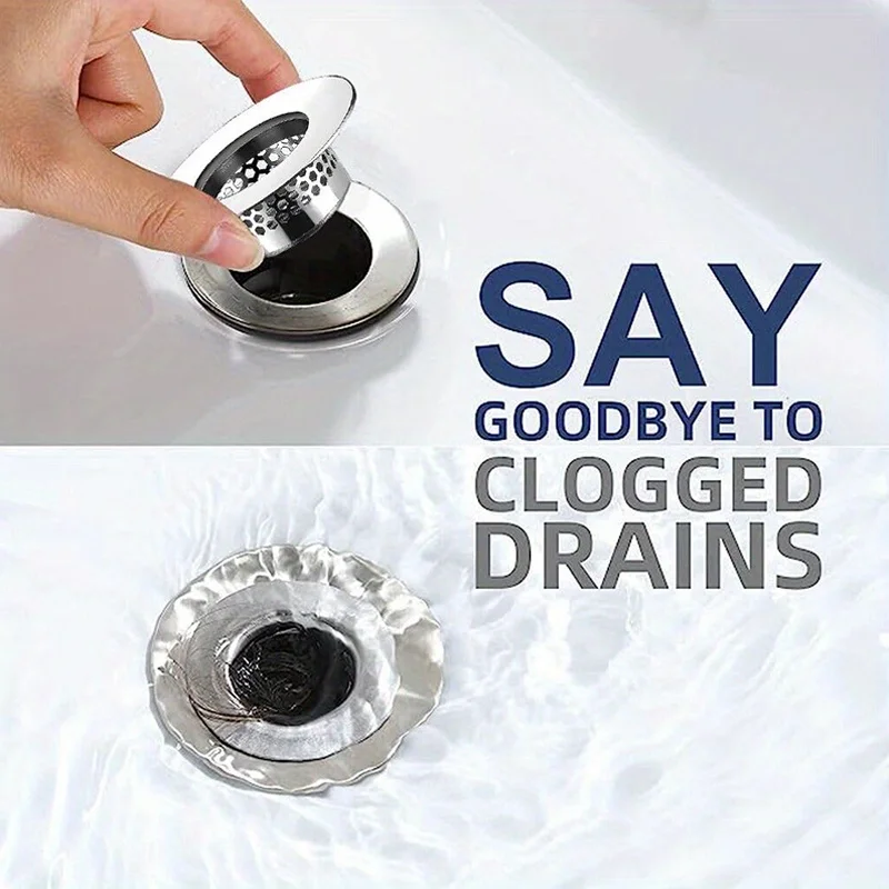 Stainless Steel Bathtub Hair Catcher Stopper Shower Drain Hole Filter Trap Kitchen Metal Sink Strainer Floor Drain