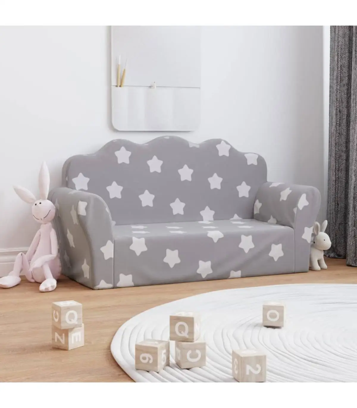 2 seater Light Gray Star soft plush children's sofa sofas