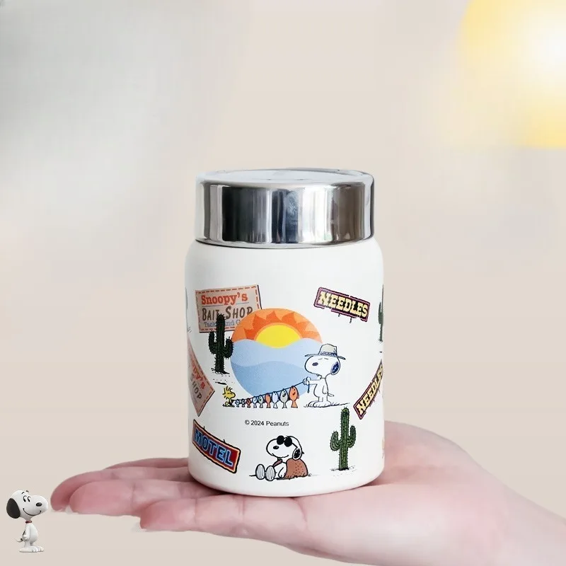 

Snoopys Insulated Cup Anime Portable Mini Ceramic Liner Coffee Cup Travel Thermal Mug Leak-Proof Thermos Bottle Oatmeal Cup