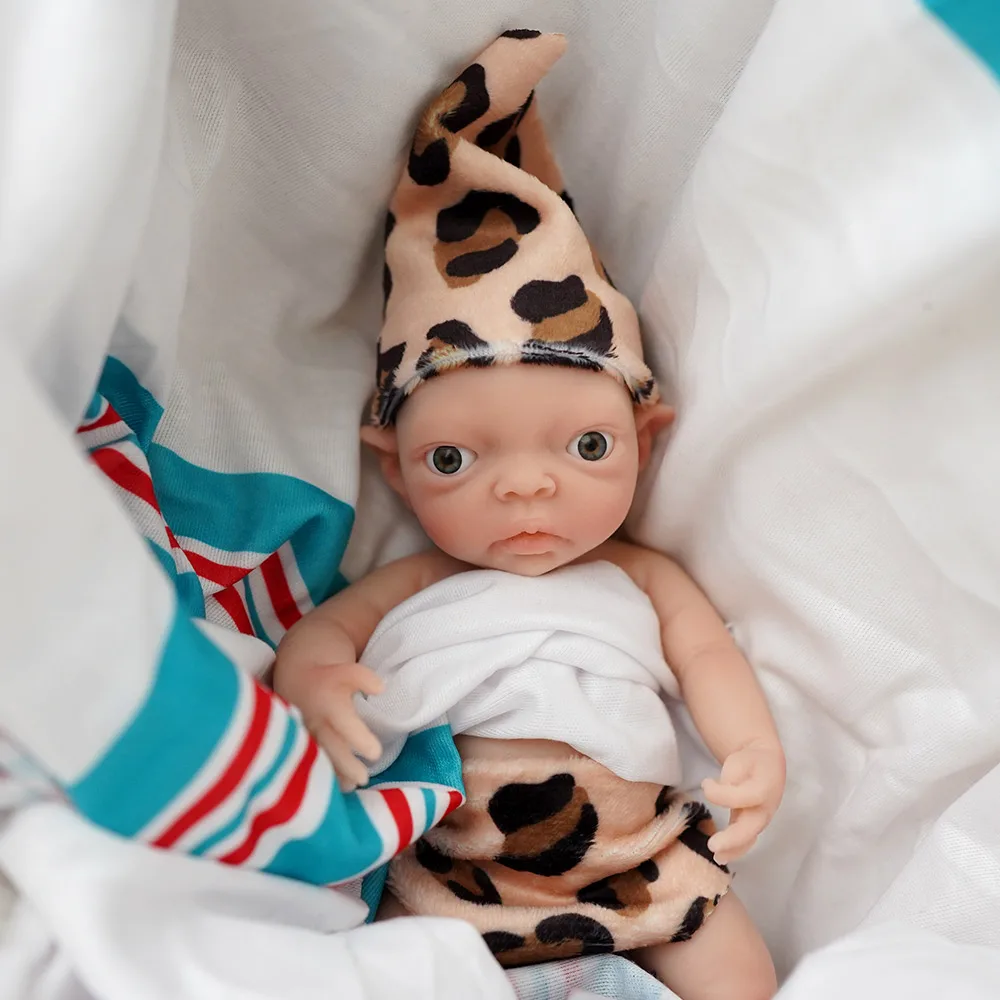 Muñeca de bebé de silicona de cuerpo completo para niños, Mini muñeca Reborn realista, antiestrés, 7 ", Micro Preemie