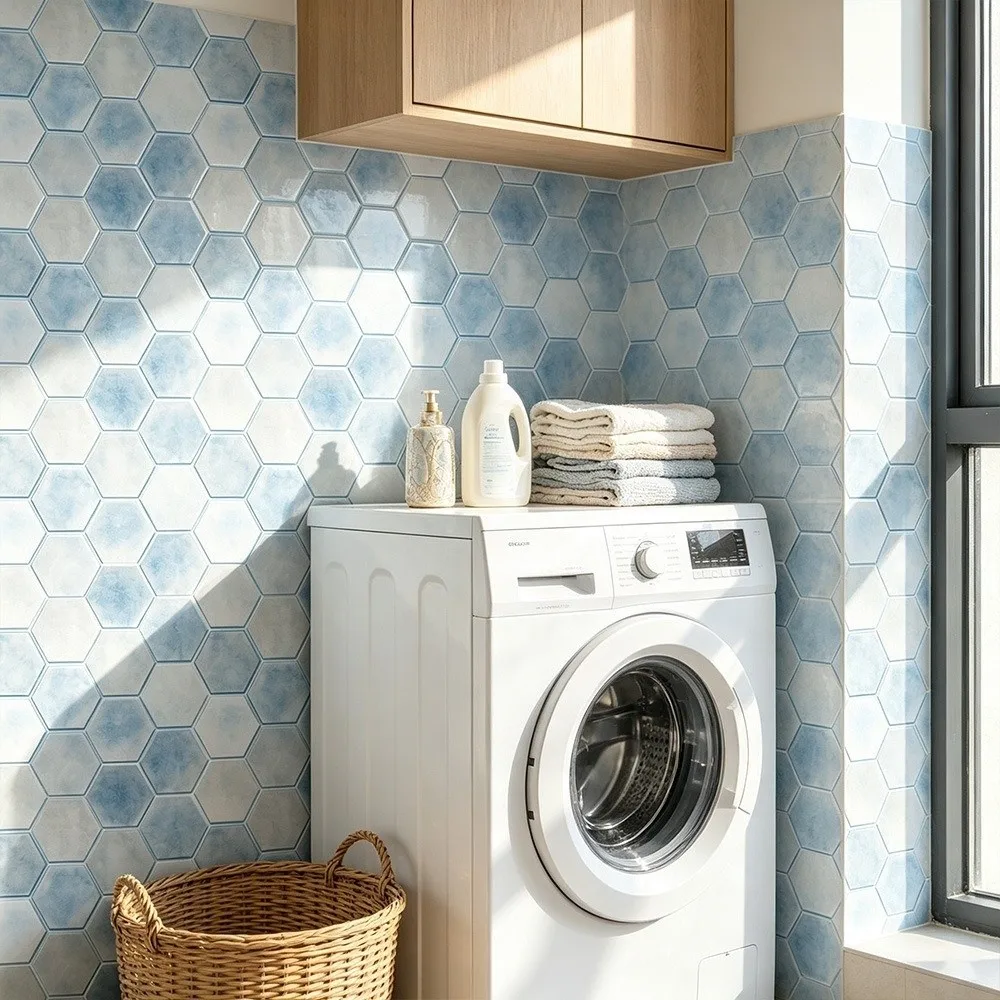 2PCS Soft Light Tone Hexagon Tile Sticker Matte Surface Anti Slip Self Adhesive Tile Cover Water Proof Easy Paste Floor Decal