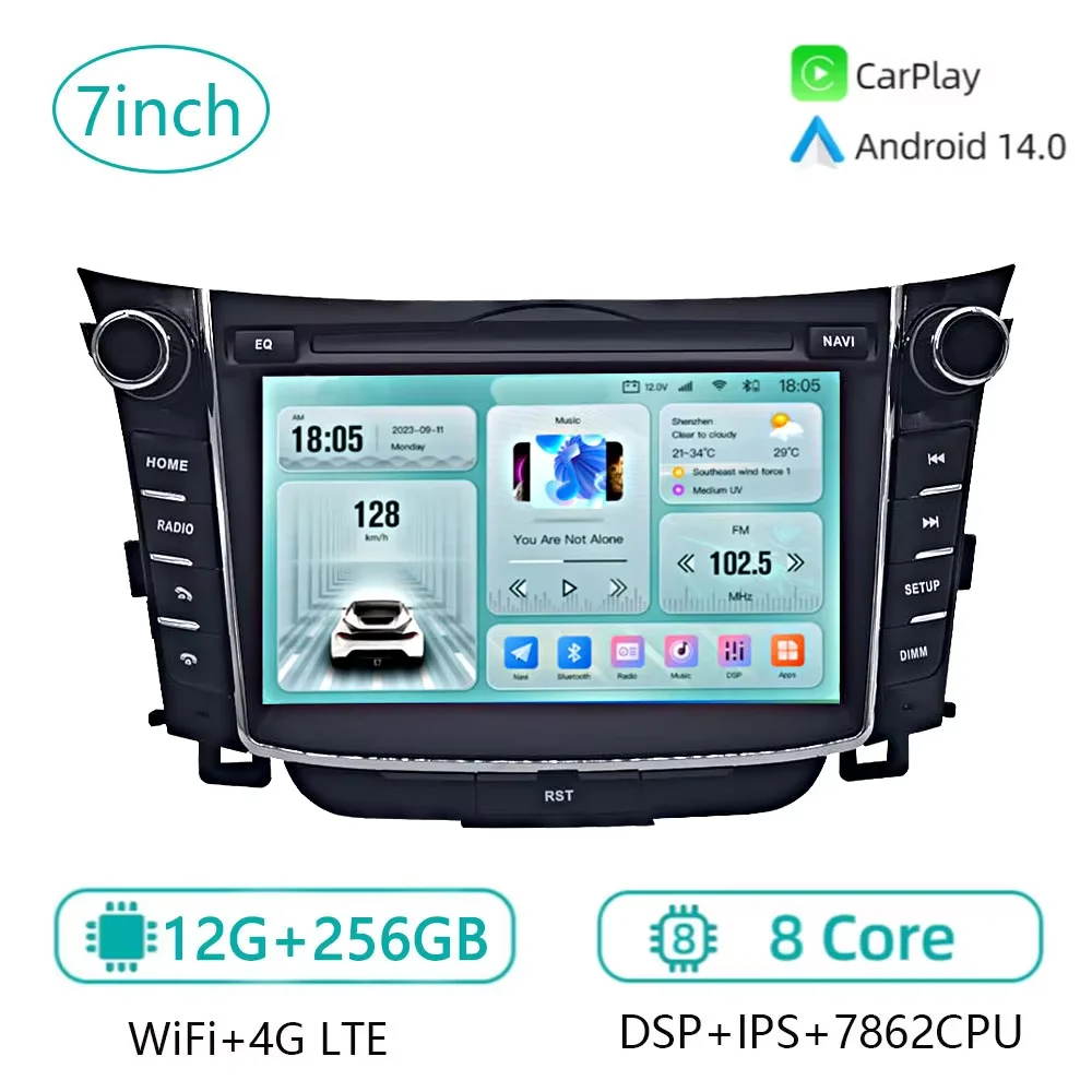 

Автомобильное радио Android 14, для Hyundai i30 2011-2017 GD Elantra GT Carplay, навигация, WIFI, Bluetooth 4G, автомобильная стереосистема, головное устройство