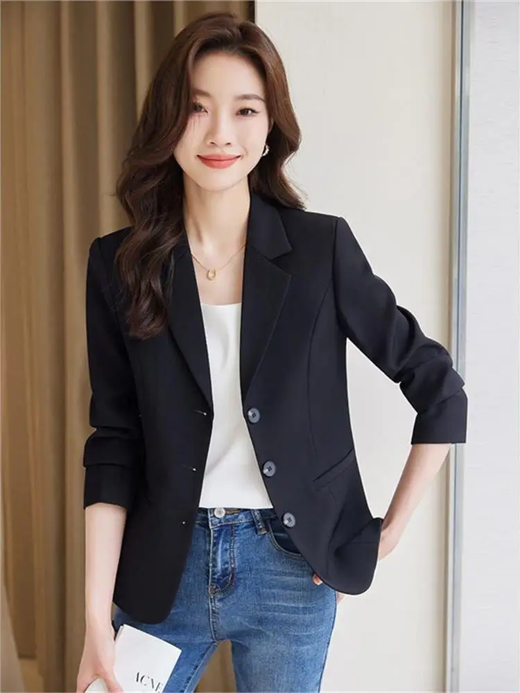 

Bla Casual Tee-Button Women's Spring 2025 New Sle ort Length Long Sve Cleanfit Design Ele Small Size