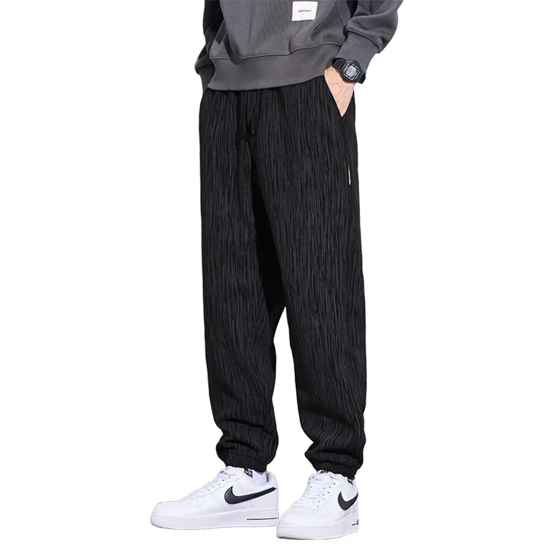 

Мужские брюки в сочетании с полосатыми повседневными брюками на шнурке, удобные свободные спортивные брюки для взрослых для мужчин