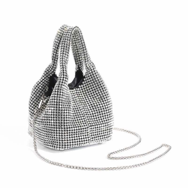 

Shiny Crystal Diamond Women Purses and Handbags Rhinestone Bucket Tote Bag Crossbody Bags Chain Shoulder Bag Evening Party Bags