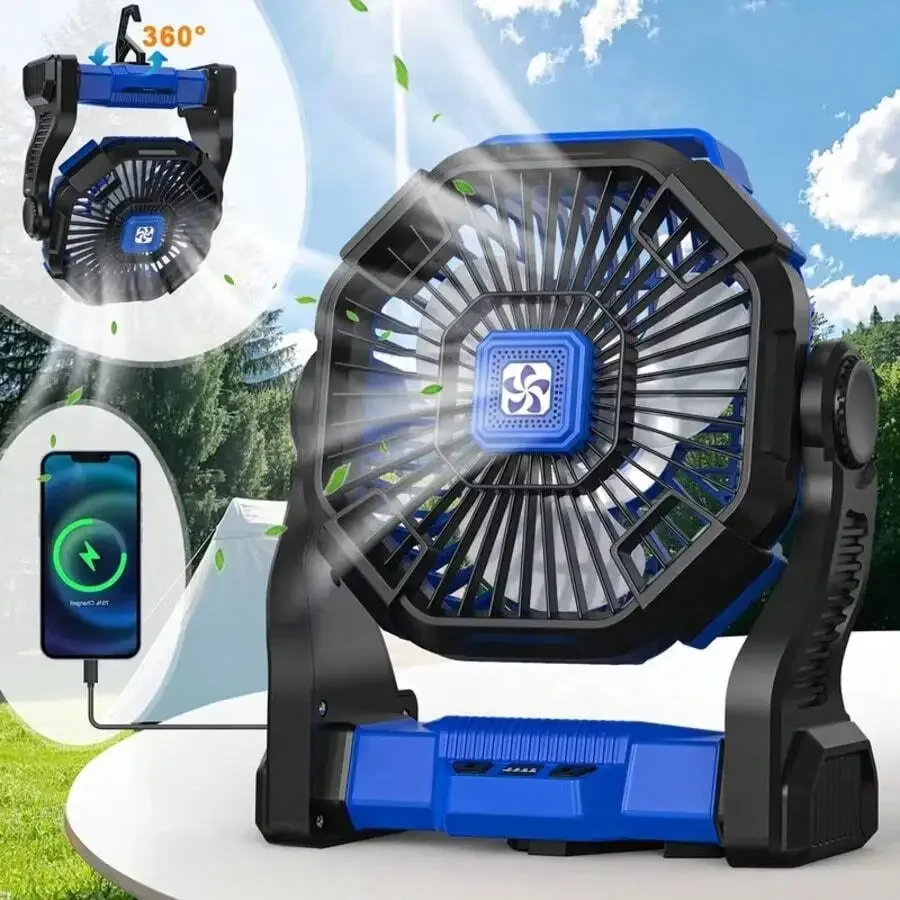 Draagbare led campinglantaarn met ventilator met 4 snelheden_voghion.com