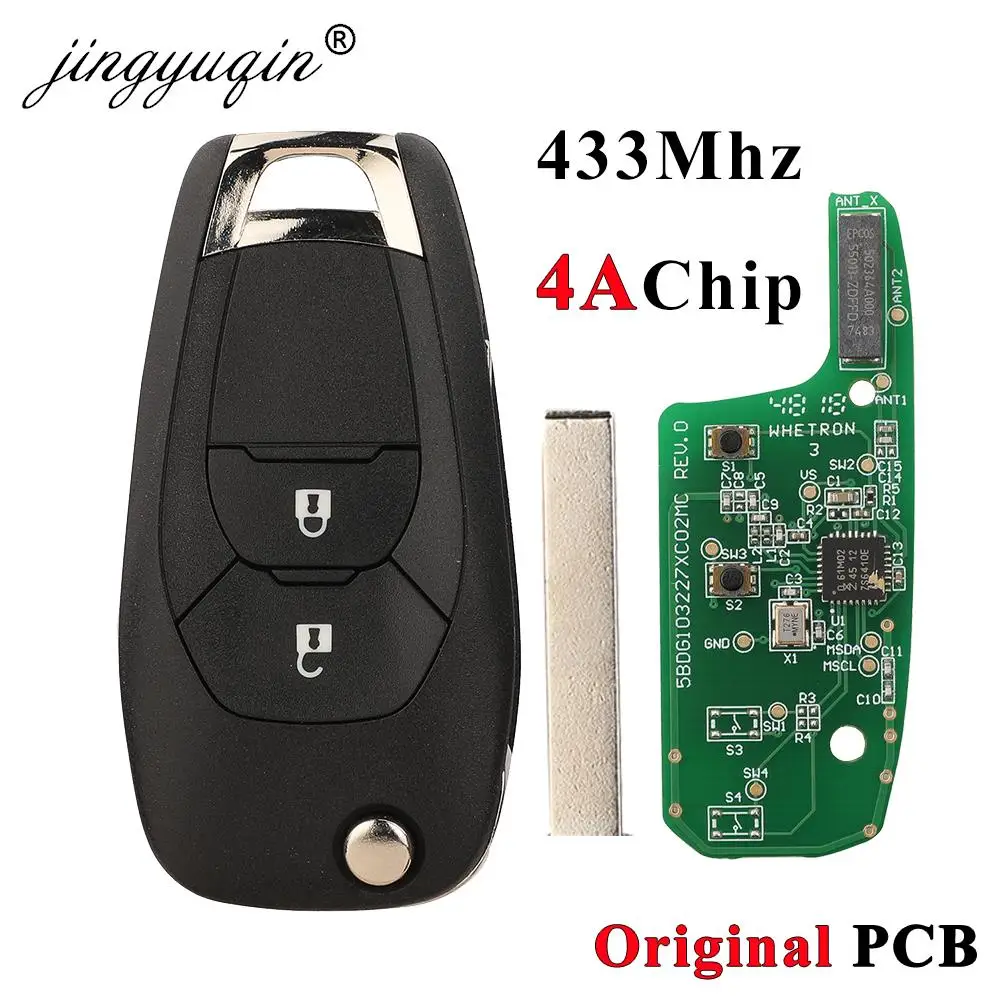 Klucz składany sterowania pilot samochodowy jingyuqin pasuje do chevroleta Cruz 2015 Trax Sonic Spark Onix 2021 433Mhz FSK 4A Chip oryginalny PCB