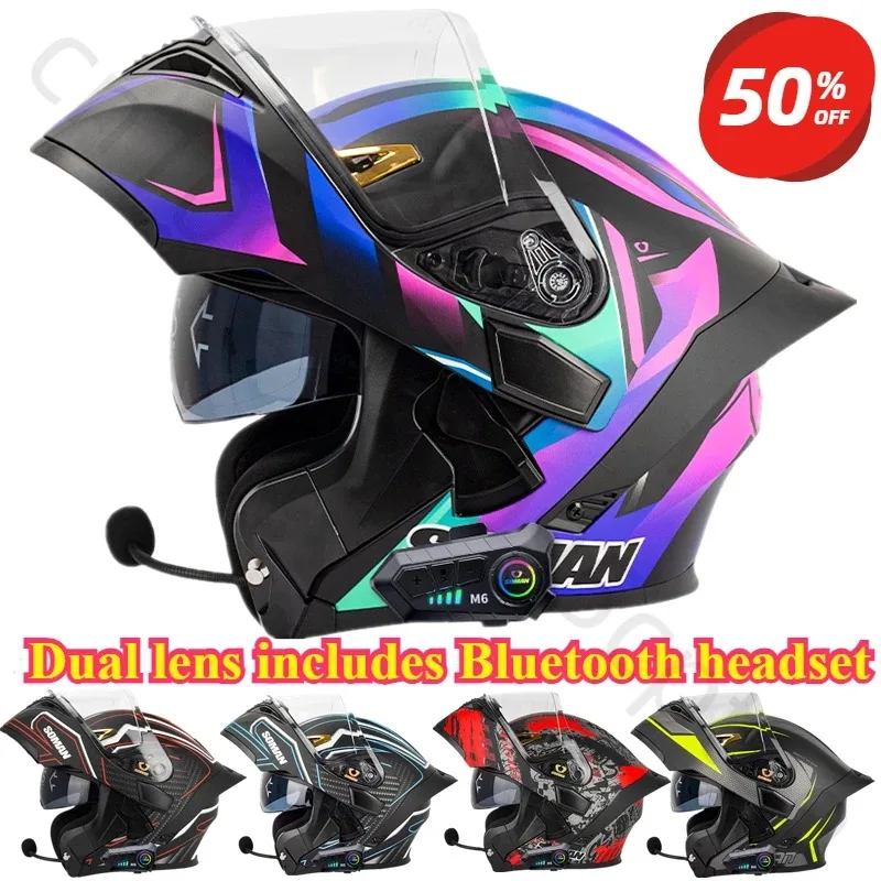 

Модульный шлем SOMAN, откидной анфас, мотоциклетный шлем с двойным козырьком, гоночный шлем Casco, одобренный мотоциклетным шлемом 오토바이멧