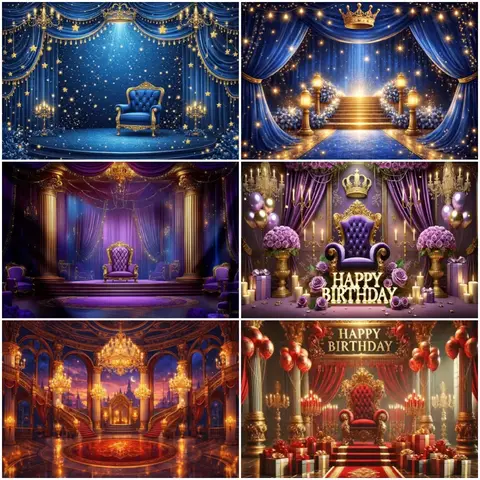 Royal throne Theme Photography Background Palace King Crown Birthday Party Decoration Backdrop Prince Princess Shower Supplies