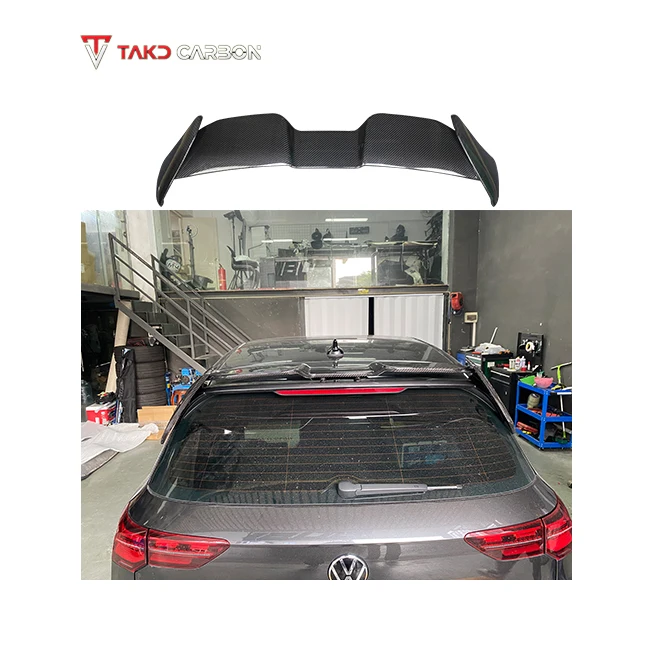 

TAKD Carbon Glossy 100% Dry Carbon Fiber Material Upper Rear Spoiler Wing for Cars for Volkswagens VW Golf 8 GTI 2021-UP