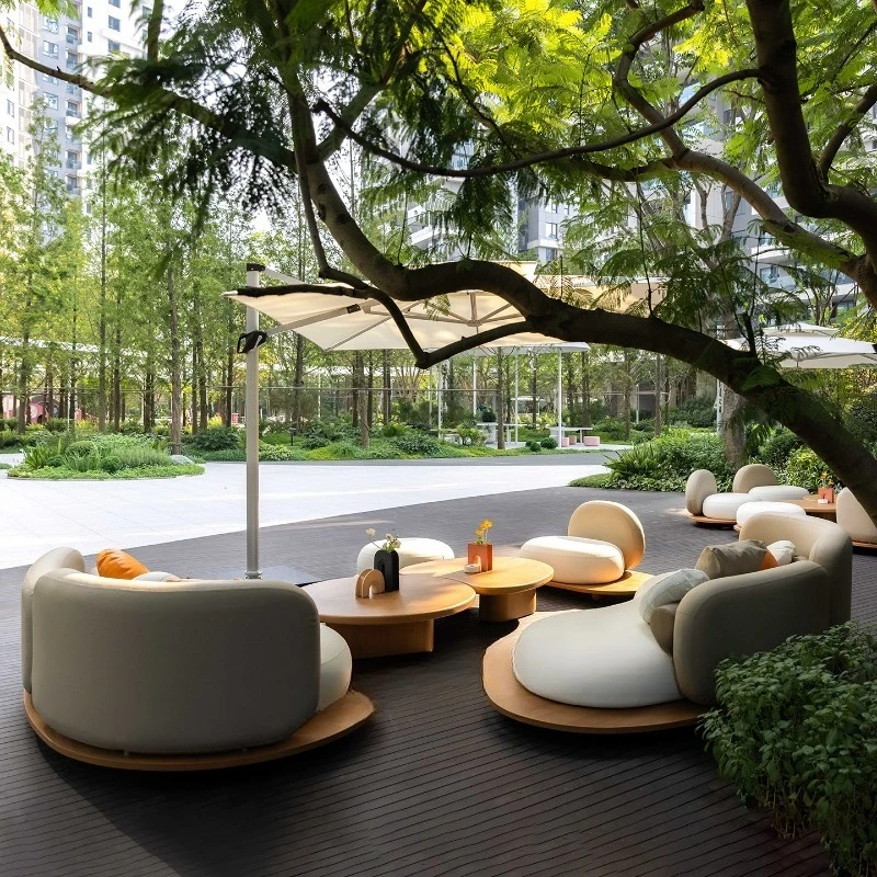 Outdoor sofa combination outdoor courtyard garden teak furniture designer villa open roof leisure cloud sofa