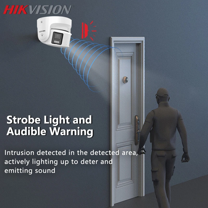 Hikvision ColorVu DS-2CD3387G2P-LSU/SL 4K 180° POE IP Camera Support Panoramic Strobe Light Audio Alarm IP67 Surveillance camera