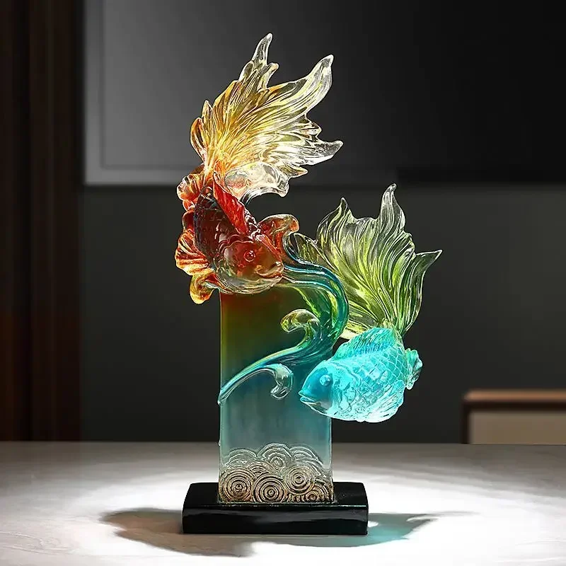 Lucky Carp Statue Decoration Resin Crafts Office Desktop Home Accessories New Year Wealth Attraction Gift