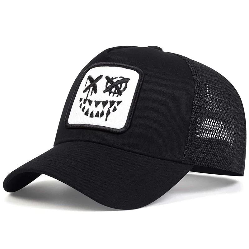 Fashion Summer Breathable Baseball Cap Hip Hop Mesh Caps Teeth Smiley Face Embroidery Dad Hats Adjustable Outdoor Sun Hats