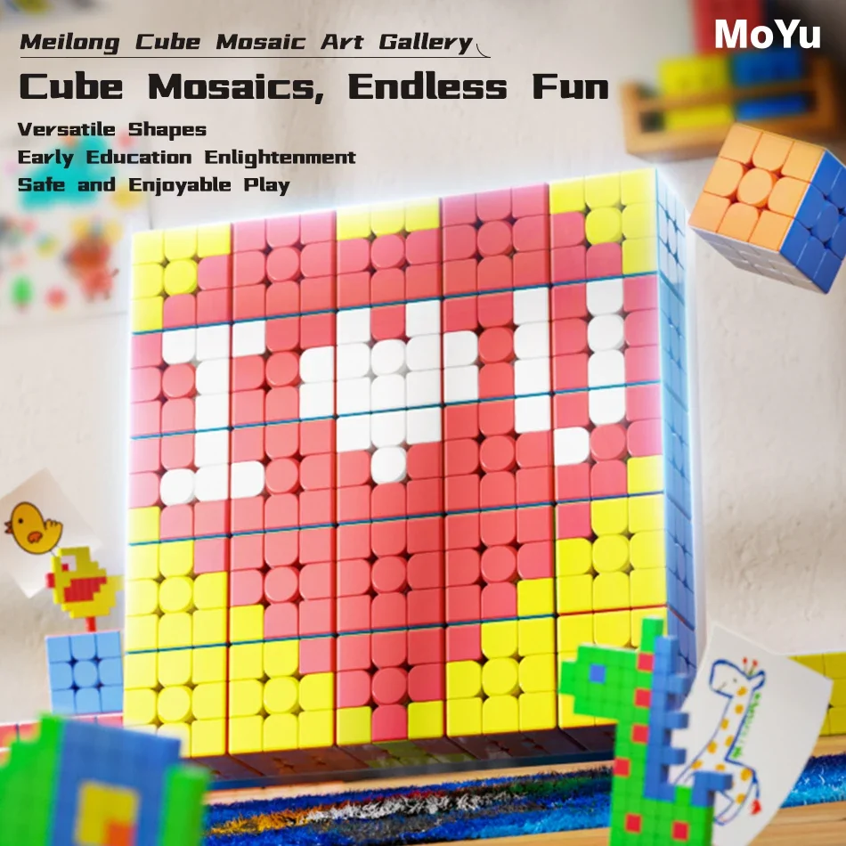 Moyu Mosaic Cube 10x10 5x5 3x3 jigsaw PUZZLE speed cube art Creative Cube Decorative Paintings Toys For Children