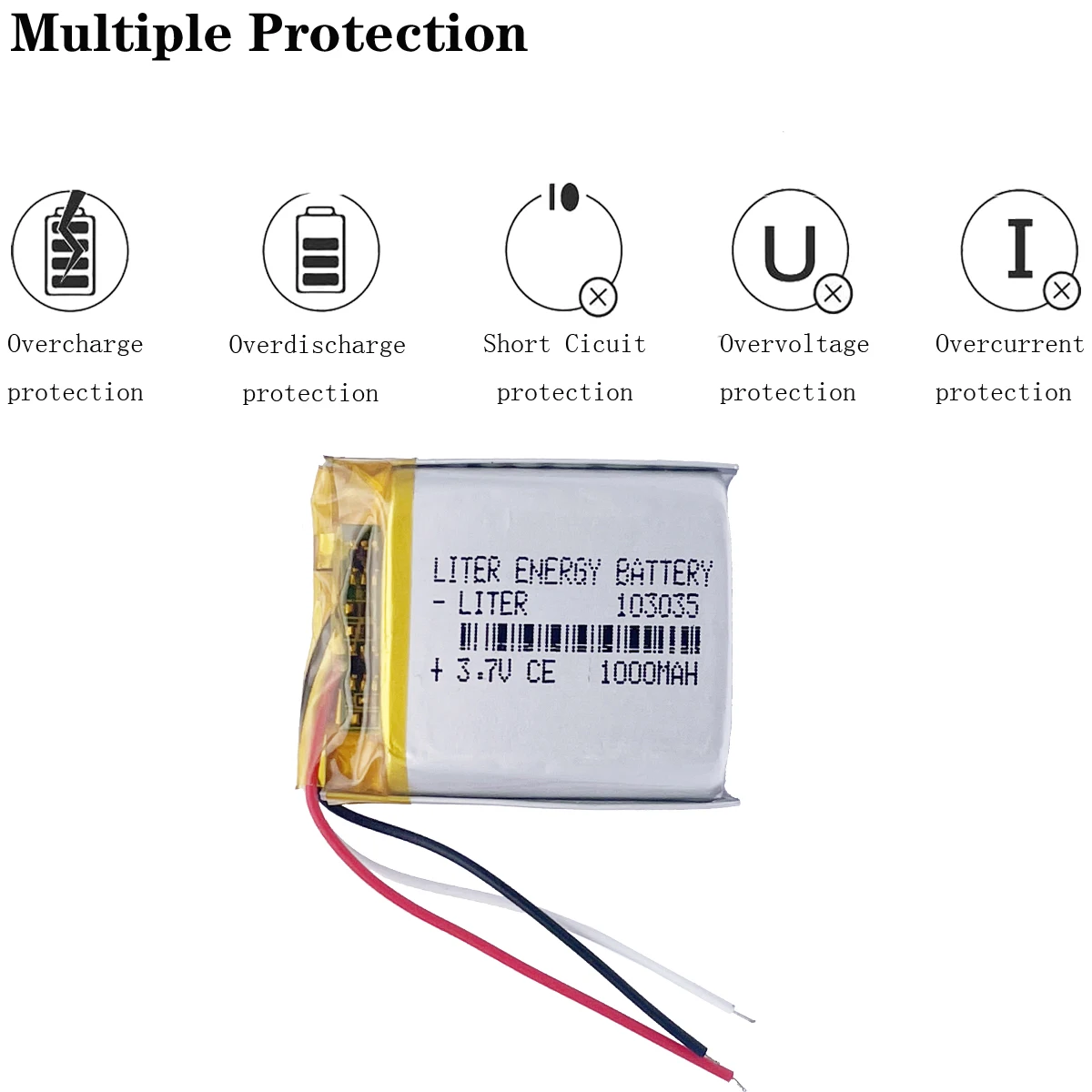 Bateria de 3 linhas para gps, 3.7 v, 103035, 1000 mah