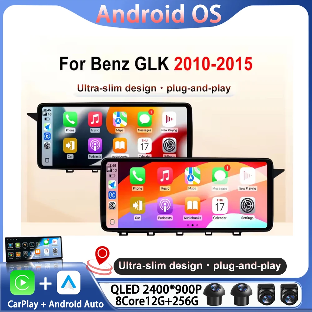 2400*900P QLED Screen Android 16 For Benz GLK 2010-2015 DSP Car Radio Multimedia Video Navigation GPS WiFi Stereo BT