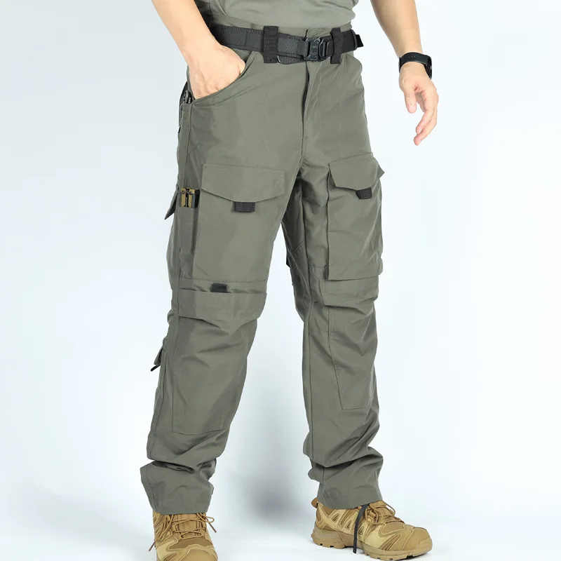 Male Spring Autumn Thin Overalls Combat Trousers Outdoor Hunting Hiking Tactical Pants Men Multi-pocket Training Work Pants