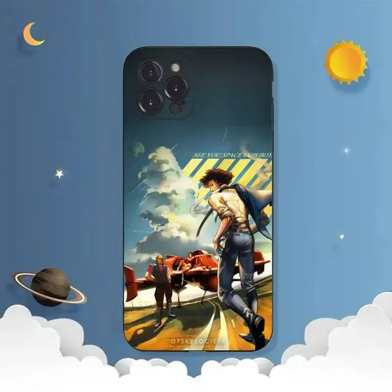 Cowboy Bebop Phone Case For iPhone 11 12 Mini 13 14 PRO XS MAX X XR 6 7 8 Plus Black Shell