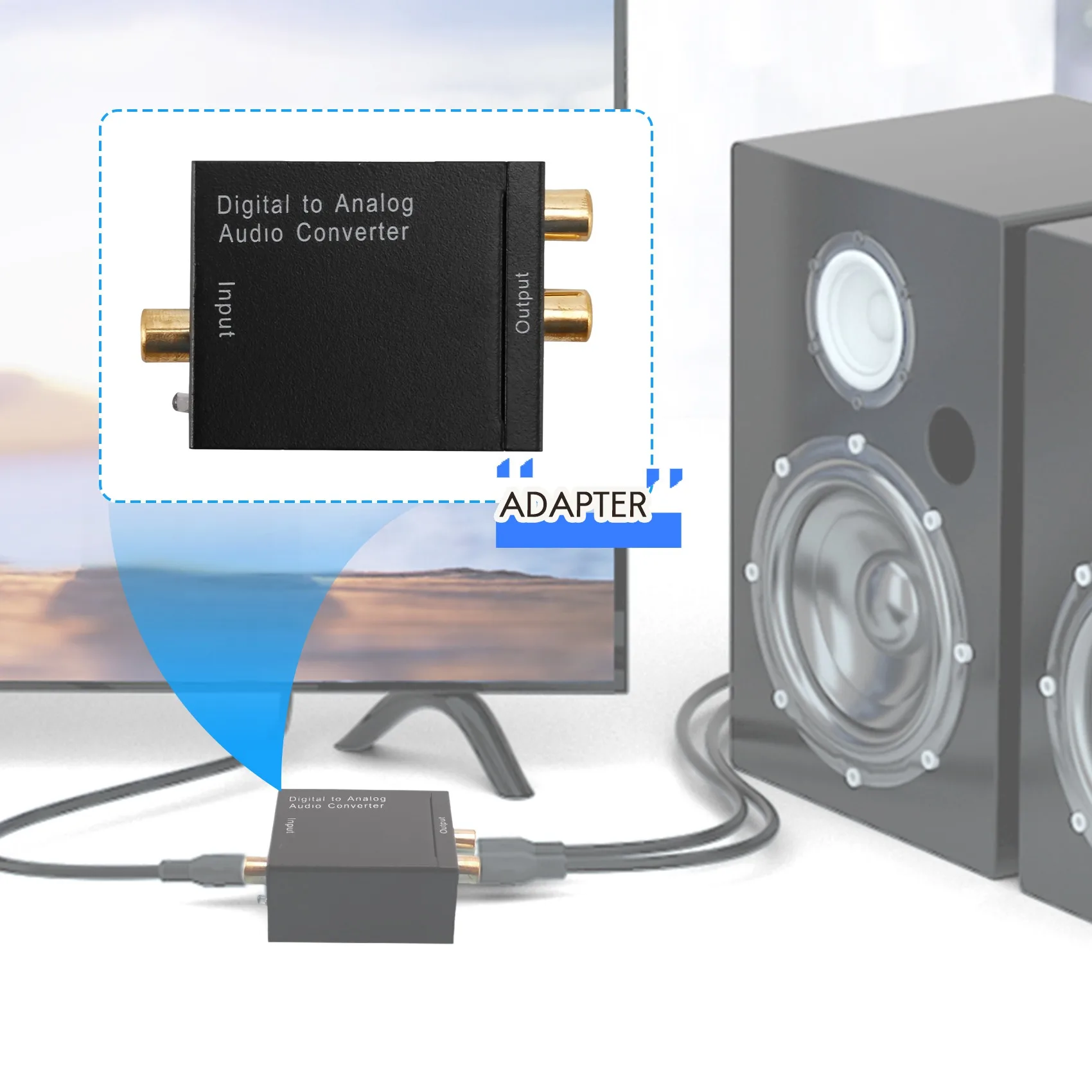 Digital Optical Coaxial Toslink Signal to Analog Audio Converter Adapter RCA SV