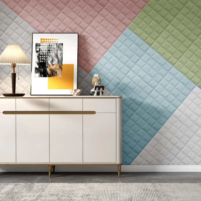 35x35cm Square Self Adhesive Wall Sticker Anti-Collision Soft Wall Padding for Kids Bedroom Living