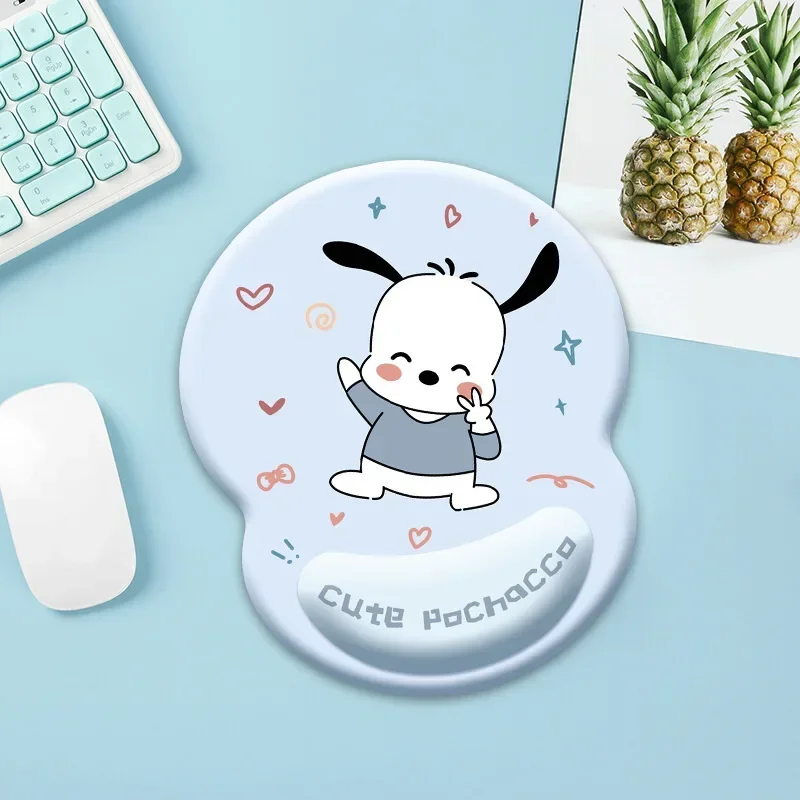 

Милый силиконовый коврик для мыши с подставкой для запястья Cinnamoroll Pochacco, 3D-подушечка для рук для клавиатуры, простая и стильная подставка для запястья для девочек