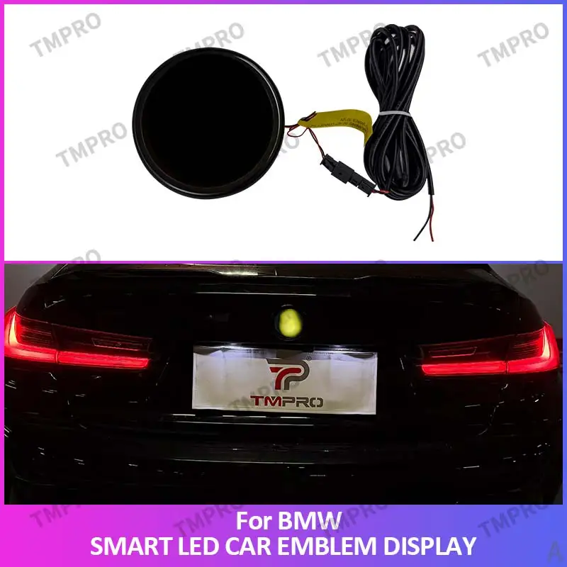 TMPRO APP Controlled LED Emblem Display For BMW Rear Trunk, Round Dynamic Smart Logo Light Car Mod Accessory