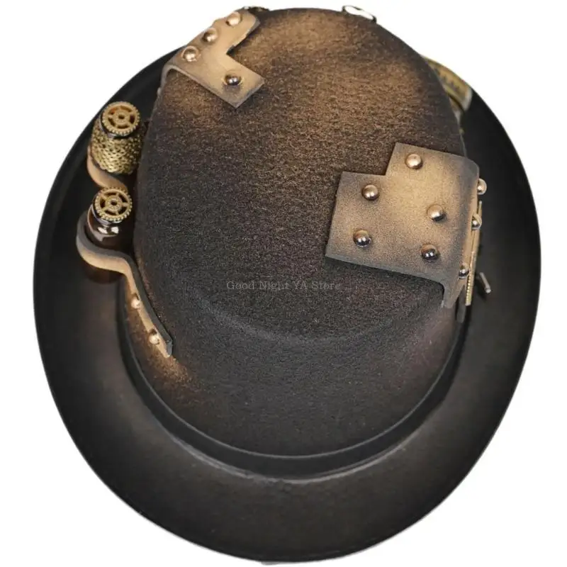 Steampunk Top Hat For Men With Goggles Gay Bowler Top Hat Gothic Halloween
