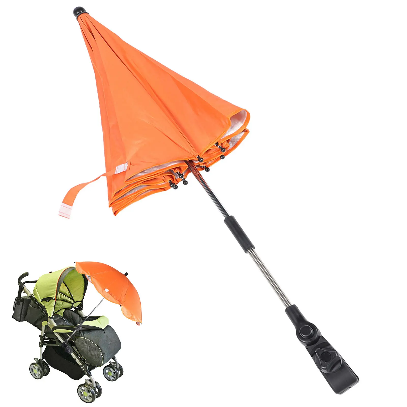 

Detachable Stroller Umbrella with Strong Clamp Adjustable Sun Shade Upf 50 Uv Protection for Push Chair Wheelchair Beach Chair