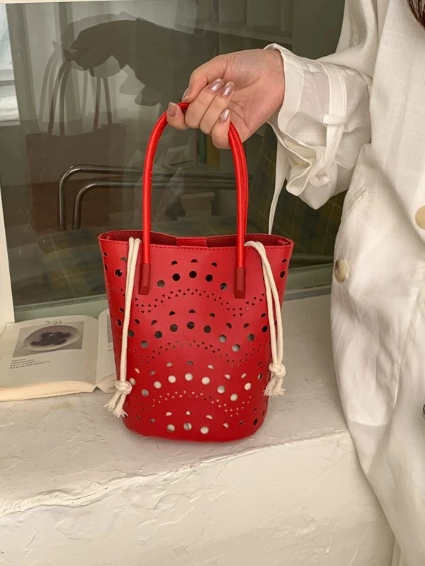 

Новая модная повседневная сумка-ведро с вырезами, весна-лето 2026, на плечо и через плечо