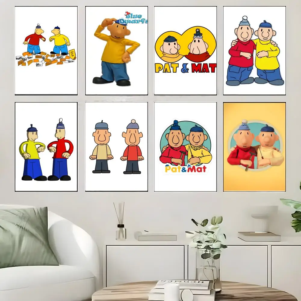 Cartoon P-Pat M-Mat Poster  Self-adhesive Art Waterproof Paper Sticker Coffee House Bar Room Wall Decor