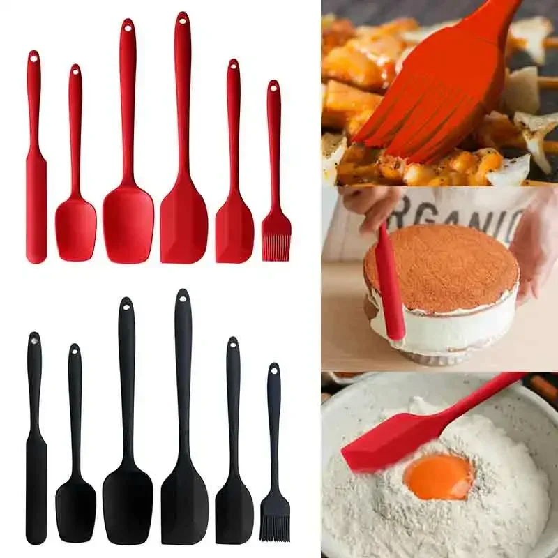 6 Pieces Silicone Spatula Set Food Grade Non Stick Heat Resistant Cream Spatulas Turner for Cooking Baking Mixing Baking Tools