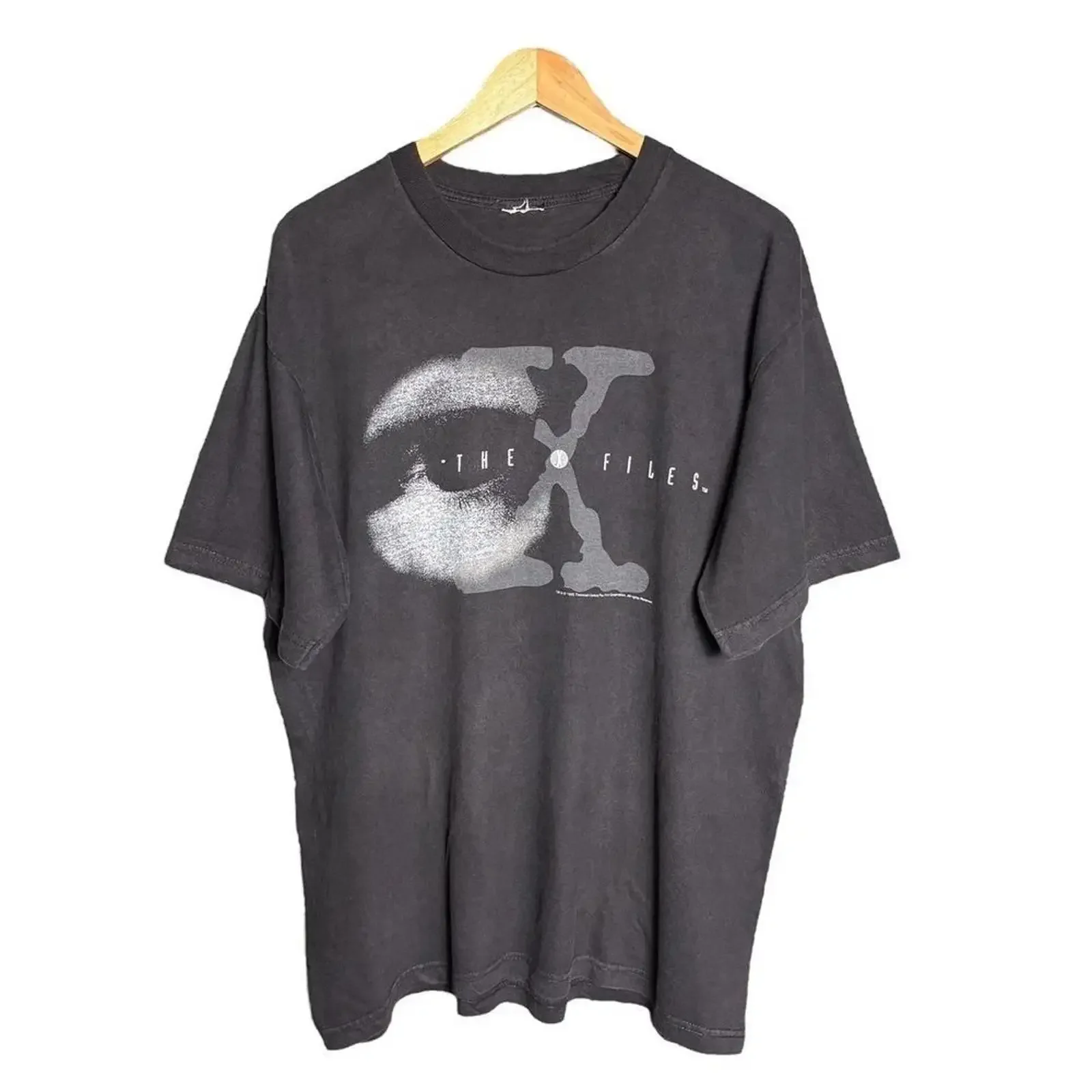 Vintage 90s The X Files Movie retro charcoal T Shirt vintage Washed Versatile Breathable graphic Slightly designer clothes