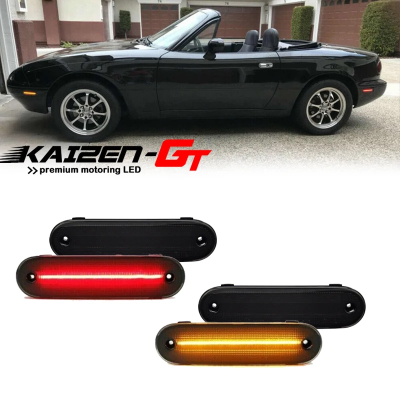 Full LED Car Front / Rear Side Marker Lights For 1990-1997 Mazda Miata & 1999-2005 Mazda MX-5 Fender Flare Lamps Amber Red White