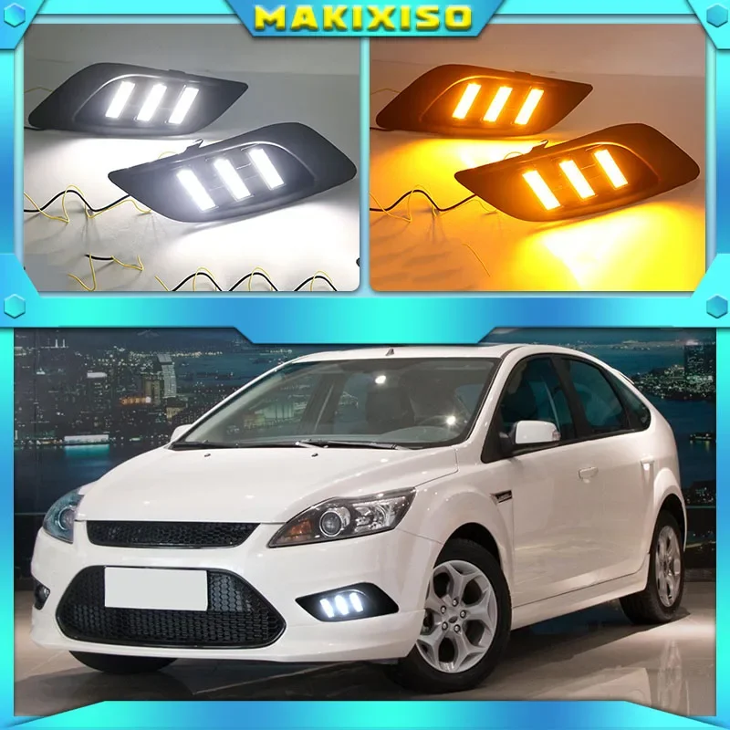 

Turn Signal 2Pcs/set Waterproof LED Daytime Running Light DRL For Ford Focus Sedan 2009-2013 Fog Lamp Modify Fog Head white Lamp