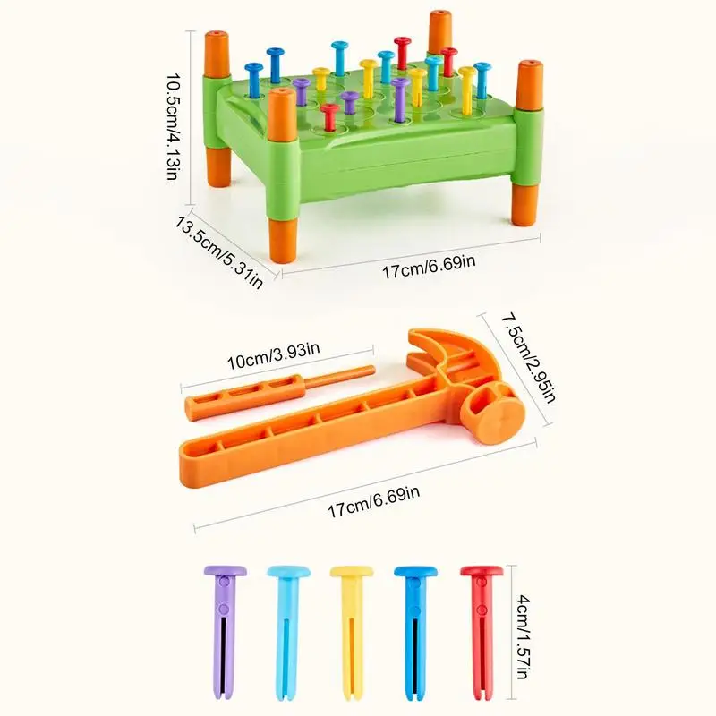 Tablero de clavijas para niños, juguete emocionante para estilo Montessori de aprendizaje de habilidades motoras finas, juguetes de clavija de coordinación mano-ojo, Color