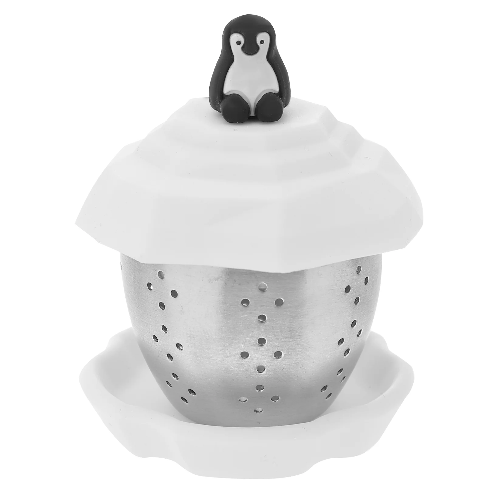 

Stainless Steel Tea Basket Tea Strainers Lid Extra Fine Tea Strainer Stainless Steel Tea Infuser Tea Art Tool Home Penguin White