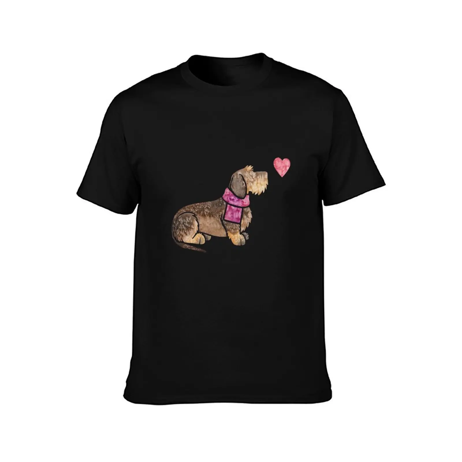 Watercolour Dachshund (wirehaired) T-Shirt Casual Loose Daily Wear T-Shirt