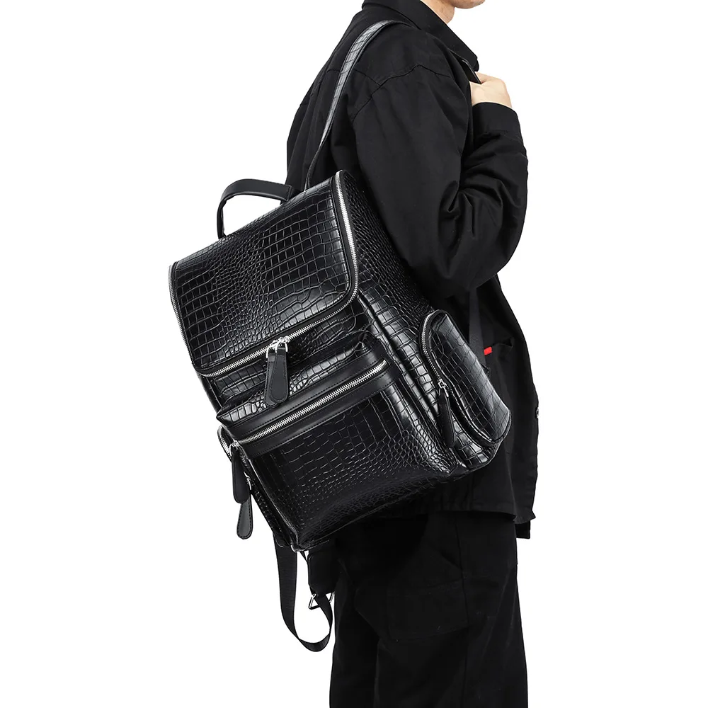 Luxus-Rucksack für Herren Business-Laptoptasche Modischer Alligator-Leder Reiserucksack für Männer Große Kapazität Herren-Schulranzen Rucksack – Detail 5