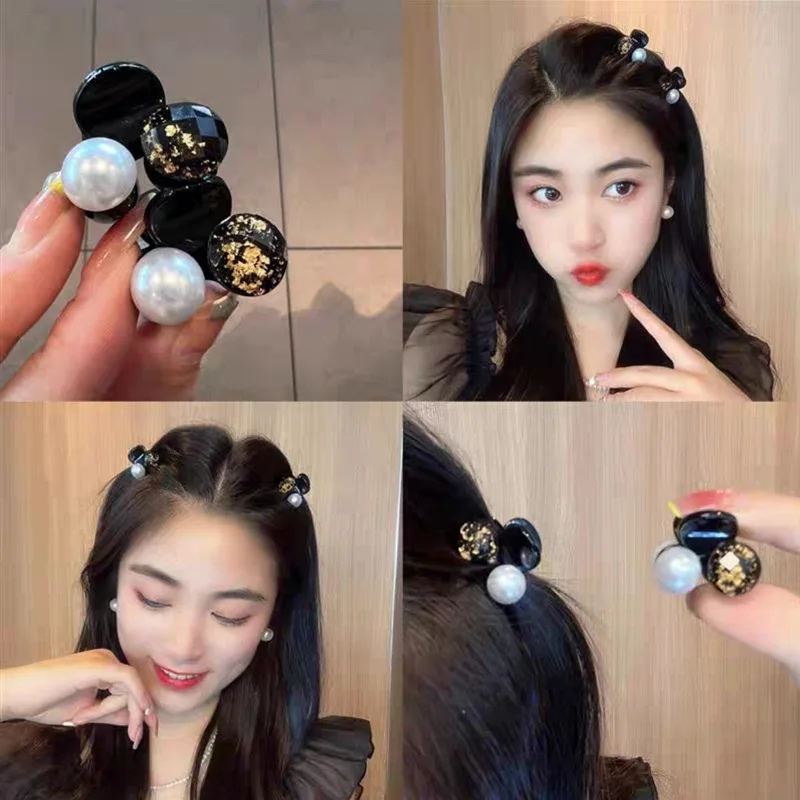 2025 New Arrival Vintage Camellia Pearl Mini Claw Clip for Women Bangs Flyaway Hair Princess Hair Accessories
