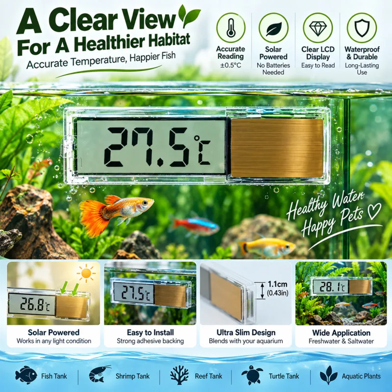 3D LCD Fish Tank Digital Thermometer High Precision Water Temperature Sensor Temp Gauge Meter Fish Turtle Tank Decor Gift New